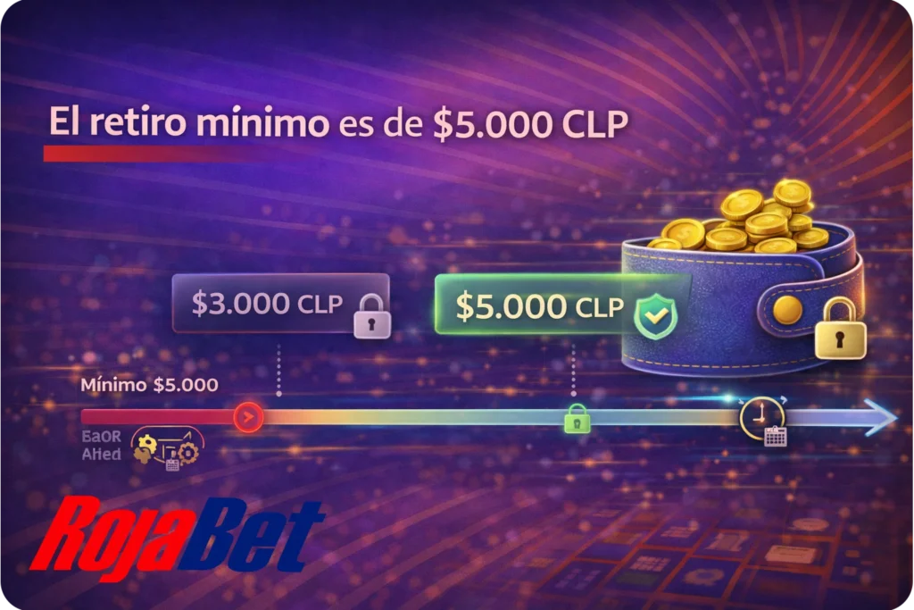 Límite mínimo de retiro en Rojabet Chile establecido en $5.000 CLP