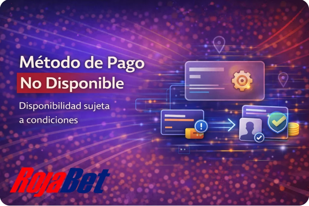 Método de pago no disponible en Rojabet Chile según disponibilidad del sistema