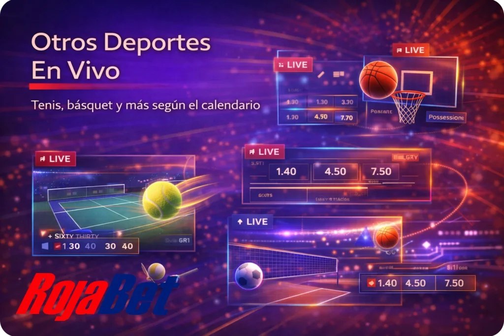Tenis, básquetbol y e-sports disponibles para apuestas en vivo en Rojabet