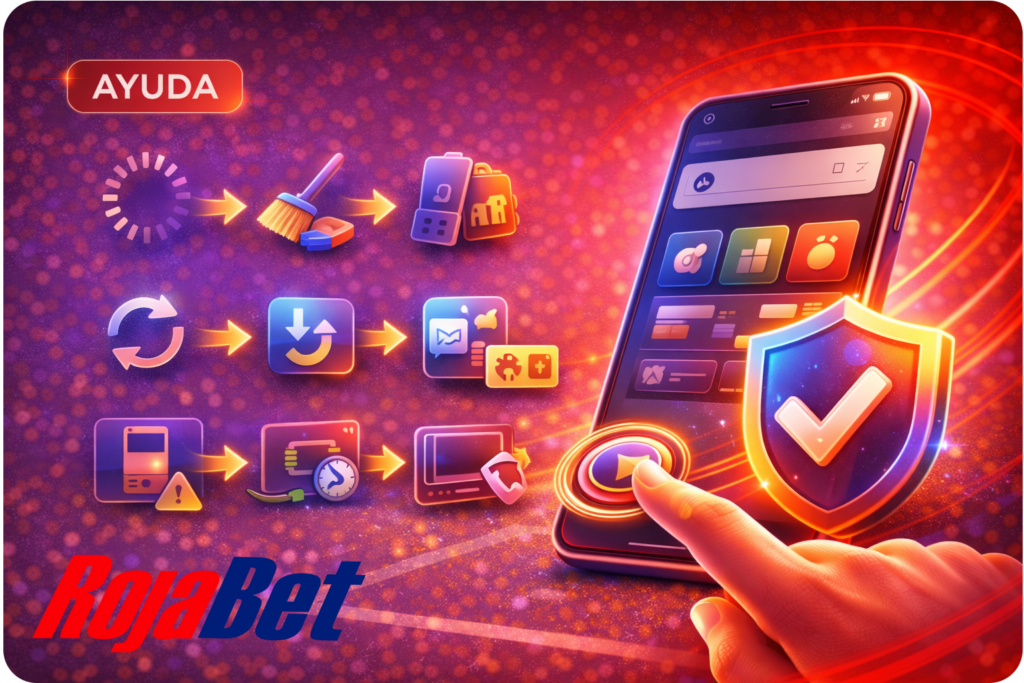 Soluciones a problemas comunes en móvil en Rojabet: carga de página, actualización de cuotas, video en vivo, depósitos, vista de pantalla y verificación por SMS.