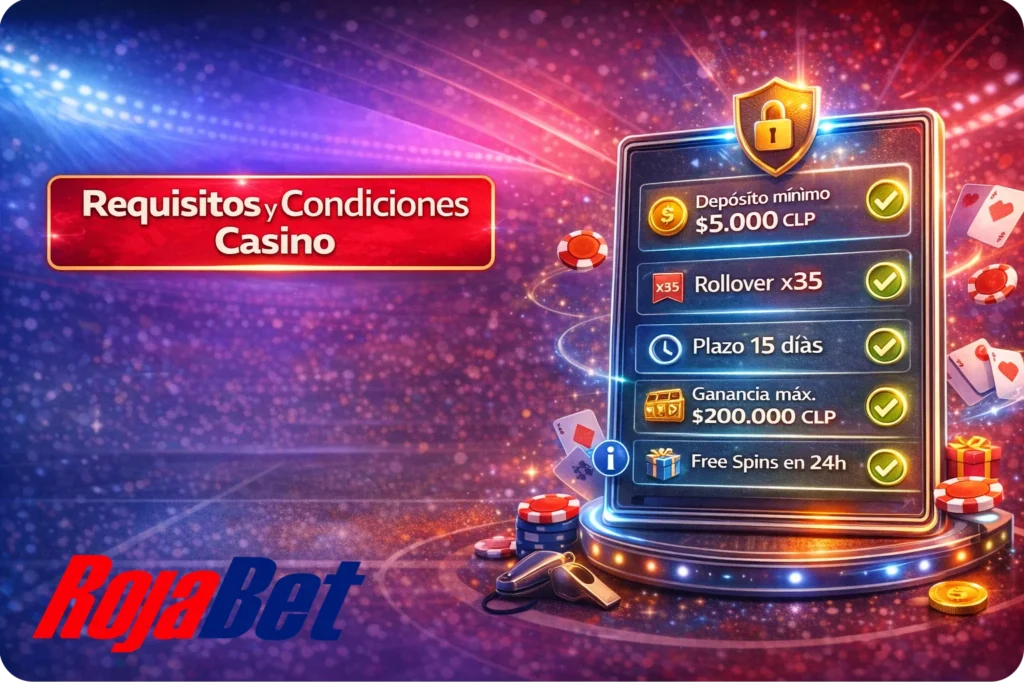 Requisitos y condiciones del bono de casino en Rojabet Chile