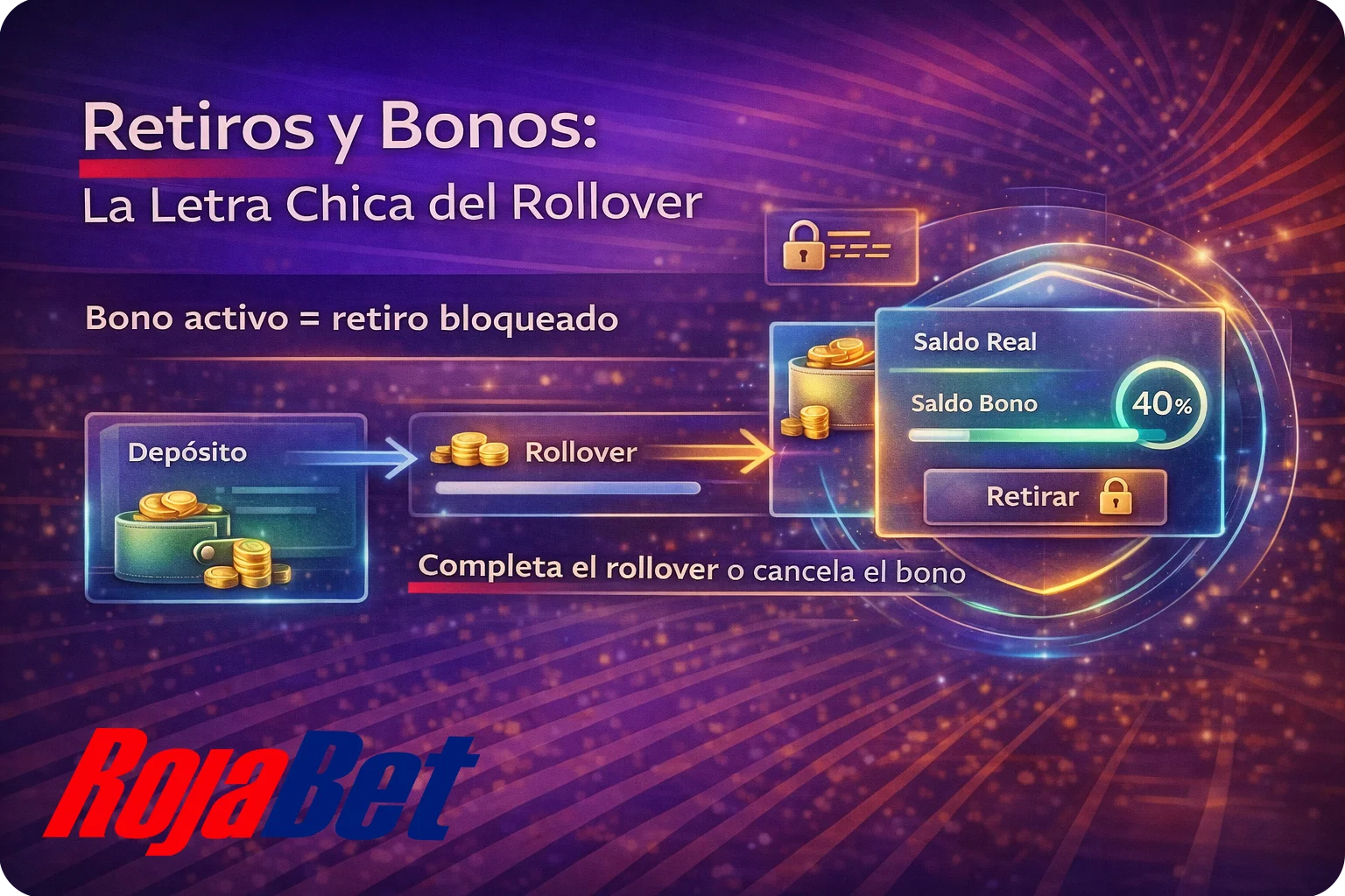 Relación entre bonos, rollover y retiros en Rojabet Chile explicada de forma clara