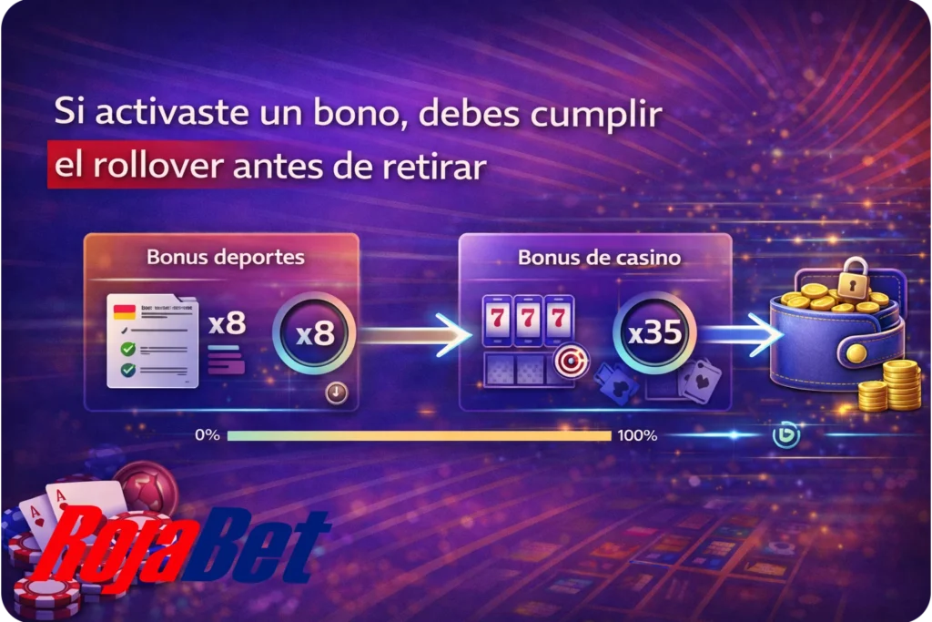 Requisitos de rollover en Rojabet Chile: condiciones de apuesta antes de retirar un bono activo