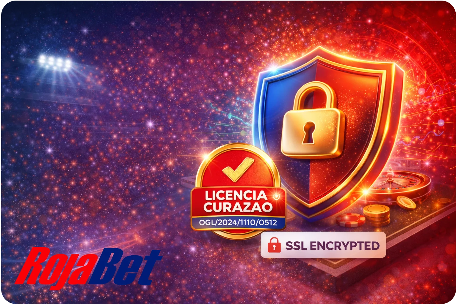 Plataforma segura y confiable Rojabet Chile con licencia de Curazao OGL/2024/1110/0512 y encriptación SSL para proteger transacciones y datos de los usuarios.
