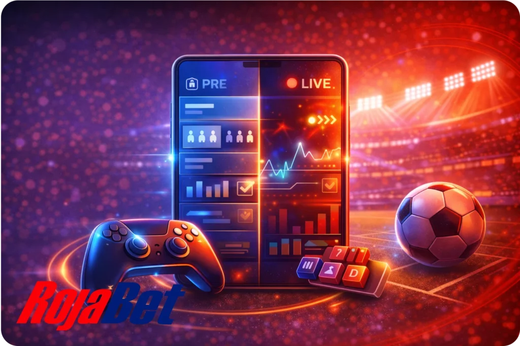 Diferencia entre apuestas prepartido y en vivo en Rojabet Chile: cuotas fijas antes del inicio frente a mercados y cuotas en tiempo real durante el partido.