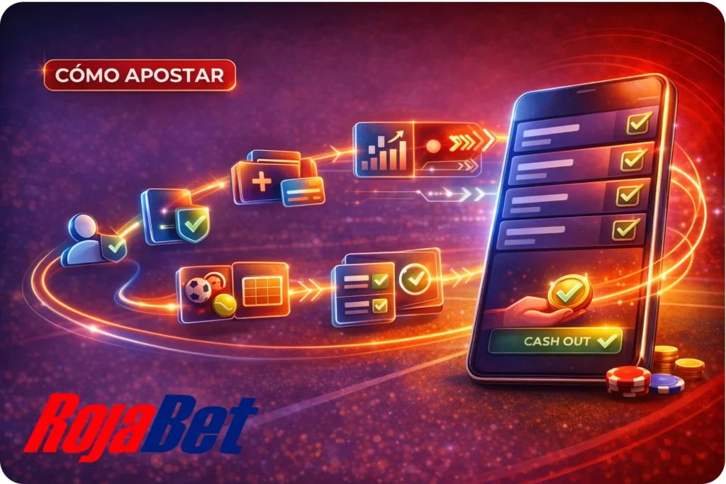 Cómo apostar en Rojabet Chile: registro y verificación, depósito, elección de deporte y mercado, armado del ticket y seguimiento de apuestas en vivo con gestión de cuenta.